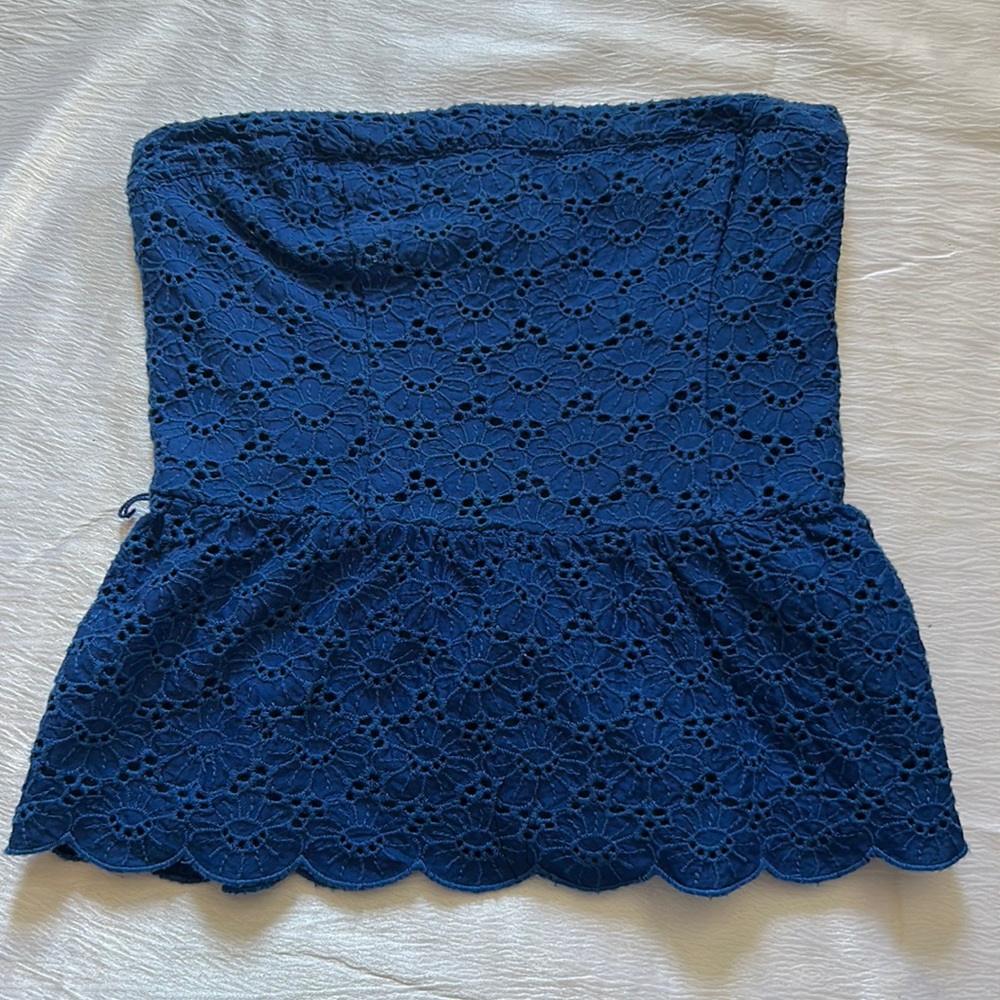 Abercrombie & fitch blue top with peplum size large